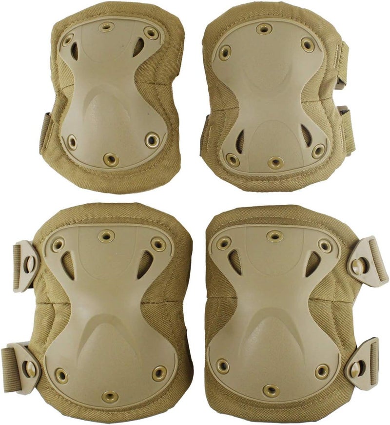 Aoutacc Tactical Combat Knee & Elbow Protective Pads Set for Outdoor CS Paintball Game Cycling Safety Skateboarding Gear Skates Knee Protection Guard Pads - Image 1