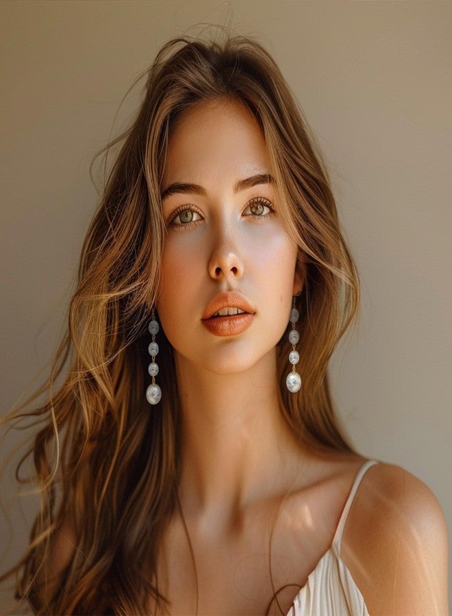 Frodete Pearl Drop Earrings for Women Trendy Long Pearl Wedding Earrings for Brides Statement Earring for Women Daily Party Dress Accessories - Image 4