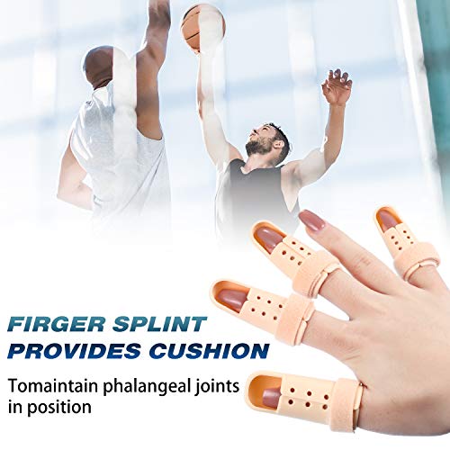 BBTO 10 Pcs Mallet Finger Splint, 5 Sizes Finger Support Brace Stabilizer Straightener Plastic Fingertip Protectors Arthritis Knuckle Immobilization for Thumb Pinky Middle Index Ring(Beige) - Image 5