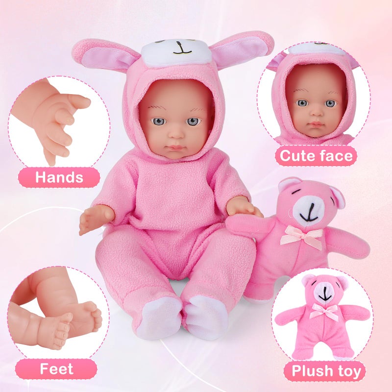 deAO Baby Doll Accessories Doll Clothes with 13in Doll Bassinet Carrier Bed Doll Accessories Baby Dolls Pillow Caring Pretend Play Set Gift for Girls Toddlers - Image 4