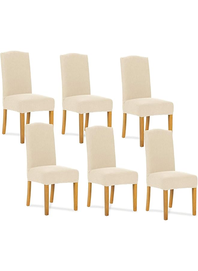 The Bros Luxury Soft Chair Cover - Set of 6, Beige - Image 1