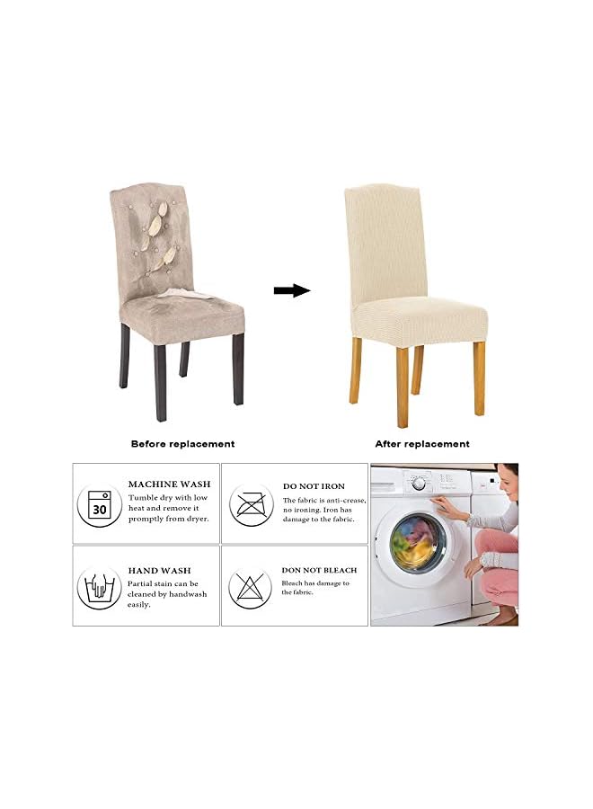 The Bros Luxury Soft Chair Cover - Set of 6, Beige - Image 5