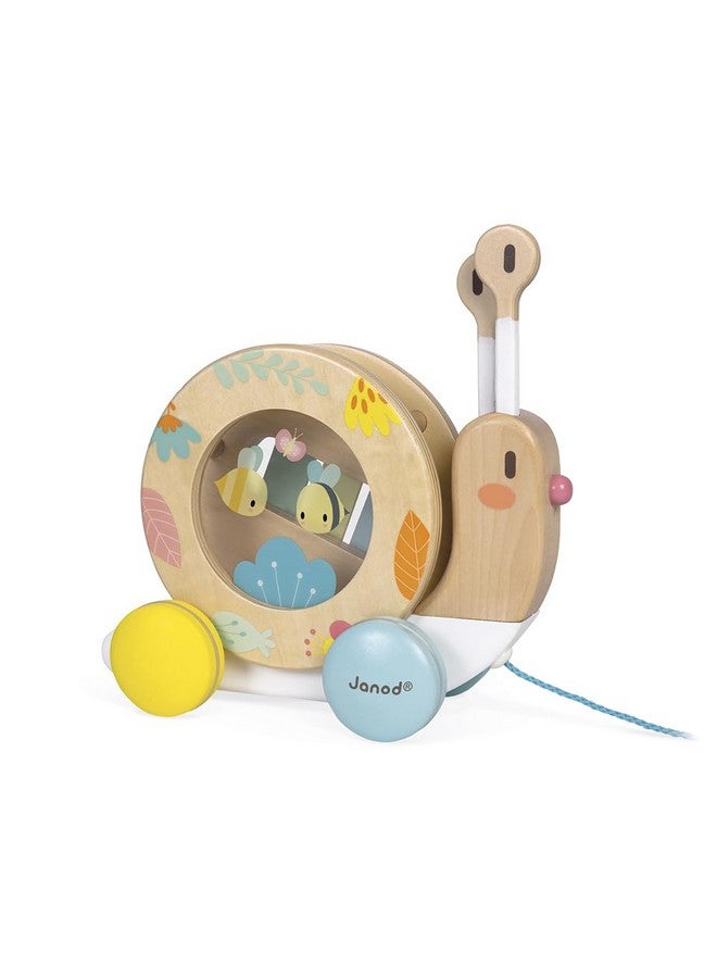 Janod Pure Pull Along Snail - Wooden 2-in1 Musical Toy - Ages 1+ - J05159 - Image 4