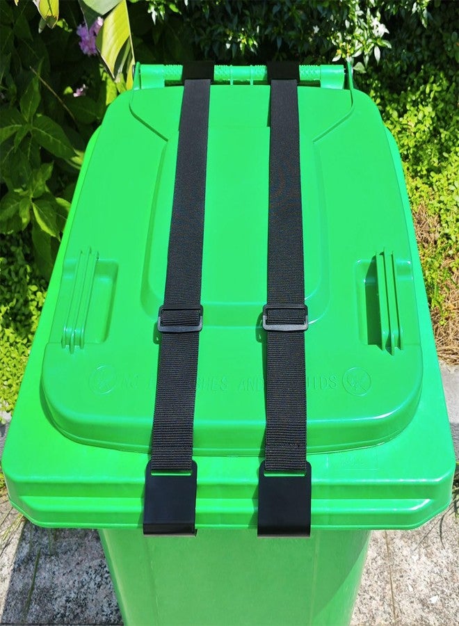 JFOMOYGI 2PCS Metal Double-Claw Trash Can Lock Strap for Animals,Outdoor Racoon Garbage Can Bin Lid Lock Straps Bungee Cord,Trash Can Bin Lid Locks Bungee Cord Outside【Black Hooks】- Patented Pending - Image 1