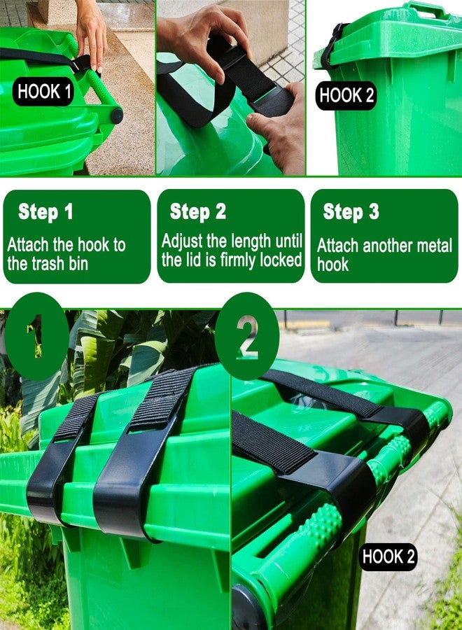 JFOMOYGI 2PCS Metal Double-Claw Trash Can Lock Strap for Animals,Outdoor Racoon Garbage Can Bin Lid Lock Straps Bungee Cord,Trash Can Bin Lid Locks Bungee Cord Outside【Black Hooks】- Patented Pending - Image 4