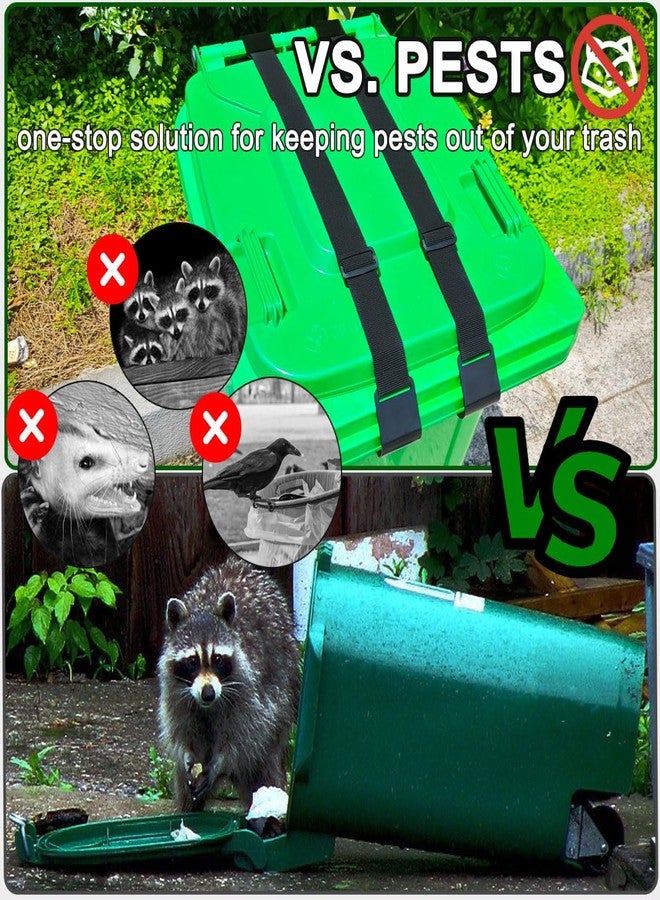 JFOMOYGI 2PCS Metal Double-Claw Trash Can Lock Strap for Animals,Outdoor Racoon Garbage Can Bin Lid Lock Straps Bungee Cord,Trash Can Bin Lid Locks Bungee Cord Outside【Black Hooks】- Patented Pending - Image 3