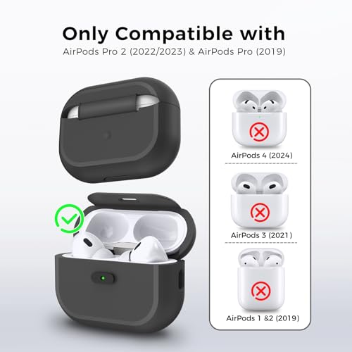 TRONWIN AirPods Pro 2 Case - [with Lock] One Piece Design AirPods Pro Case (2nd/1st gen), Soft Silicone Full Protective Cover with Easy Open/Close Lock for Women/Men (Black) - Image 2