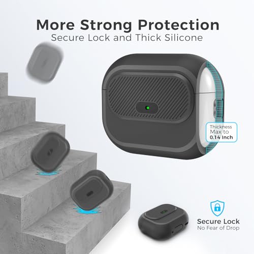 TRONWIN AirPods Pro 2 Case - [with Lock] One Piece Design AirPods Pro Case (2nd/1st gen), Soft Silicone Full Protective Cover with Easy Open/Close Lock for Women/Men (Black) - Image 4