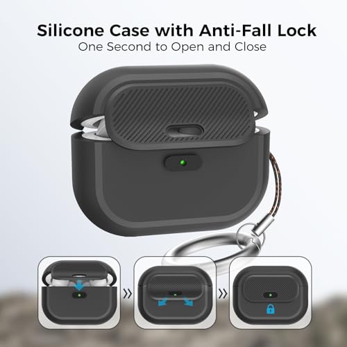 TRONWIN AirPods Pro 2 Case - [with Lock] One Piece Design AirPods Pro Case (2nd/1st gen), Soft Silicone Full Protective Cover with Easy Open/Close Lock for Women/Men (Black) - Image 3