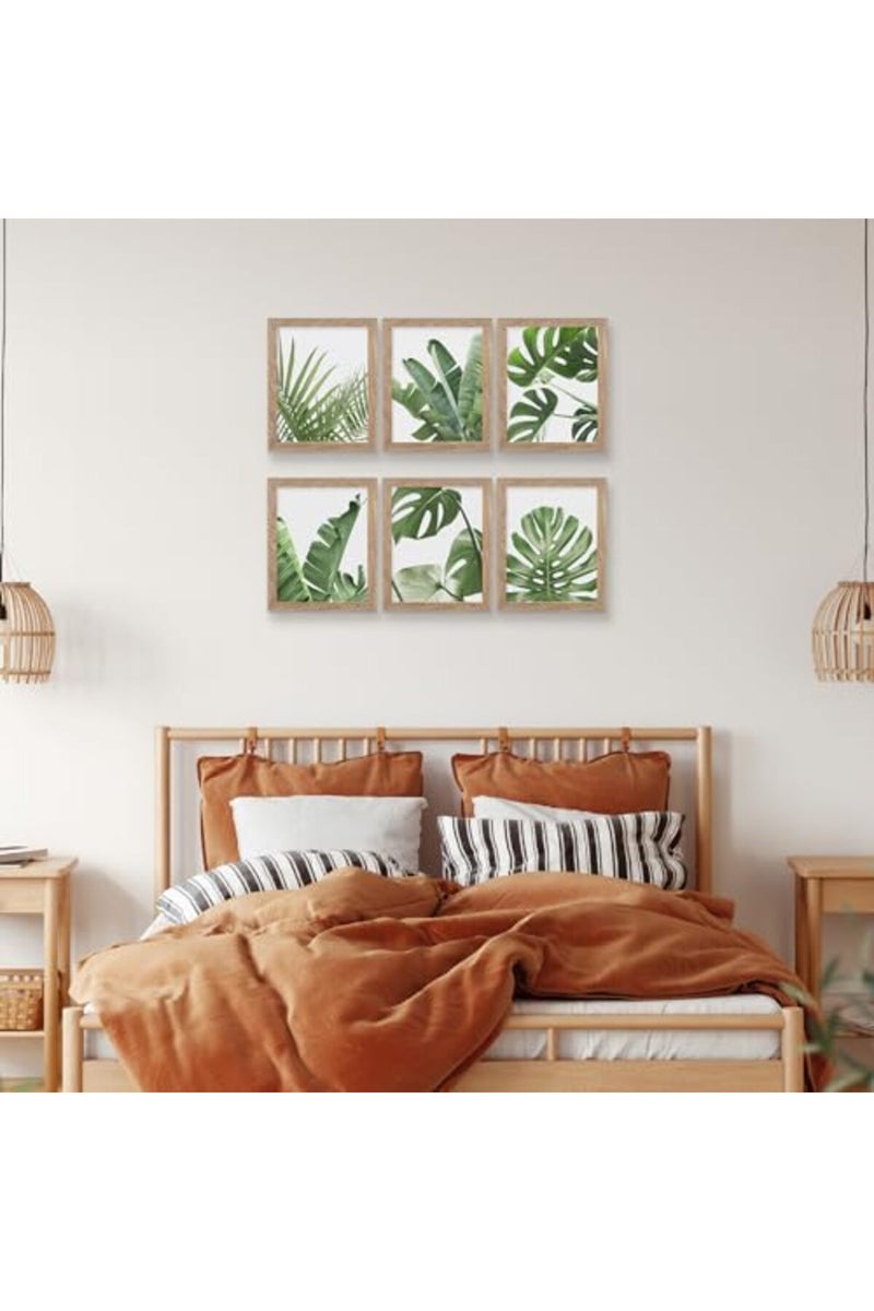 HoozGee Framed Botanical Wall Art Prints Set of 6 Tropical Leaves Plant Leaf Canvas Print Wall Decor Green Wall Art Posters Bedroom Living Room Decor (Tropical Leaf Art, 11"x14" FRAMED) - Image 5