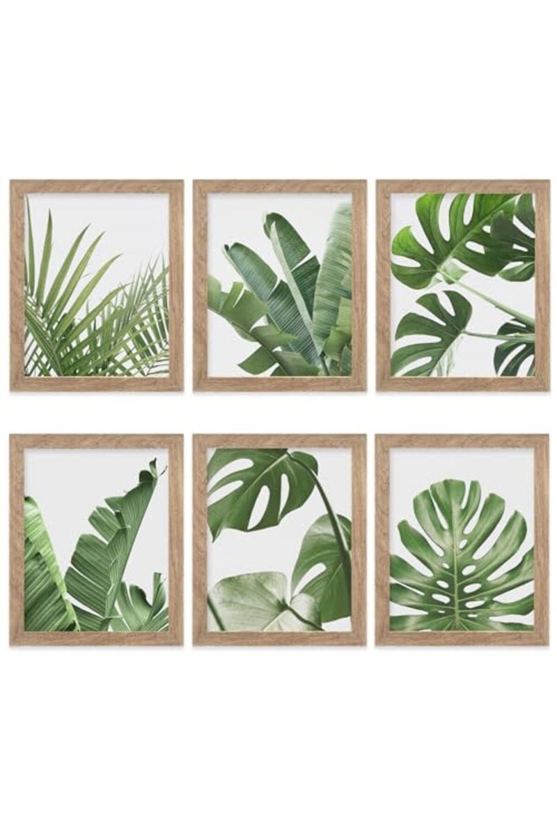 HoozGee Framed Botanical Wall Art Prints Set of 6 Tropical Leaves Plant Leaf Canvas Print Wall Decor Green Wall Art Posters Bedroom Living Room Decor (Tropical Leaf Art, 11"x14" FRAMED) - Image 2