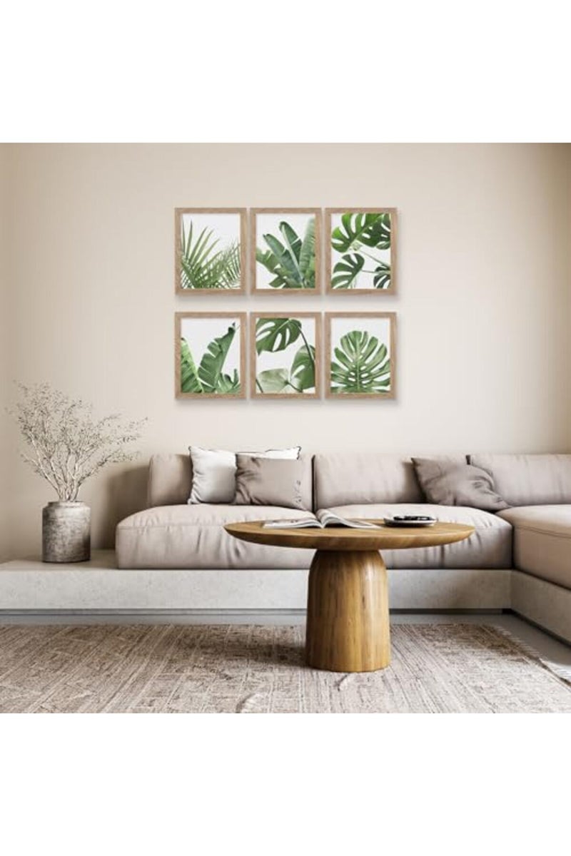 HoozGee Framed Botanical Wall Art Prints Set of 6 Tropical Leaves Plant Leaf Canvas Print Wall Decor Green Wall Art Posters Bedroom Living Room Decor (Tropical Leaf Art, 11"x14" FRAMED) - Image 3