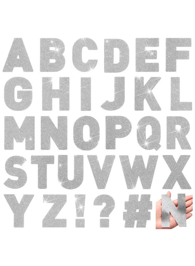 Harloon 232 Pcs 24 Sheets Large Glitter Letter Stickers Big Font Alphabet Letter Stickers Self Adhesive Letters Kit Mailbox Stickers for Mailbox Bulletin Boards Classroom Home Decor (Silver,4 Inch) - Image 1