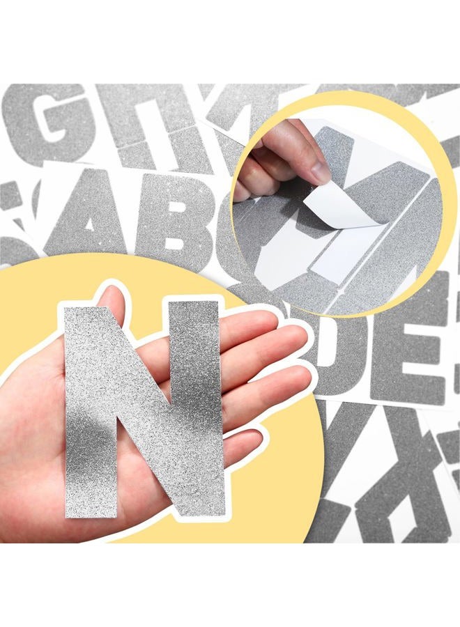 Harloon 232 Pcs 24 Sheets Large Glitter Letter Stickers Big Font Alphabet Letter Stickers Self Adhesive Letters Kit Mailbox Stickers for Mailbox Bulletin Boards Classroom Home Decor (Silver,4 Inch) - Image 5