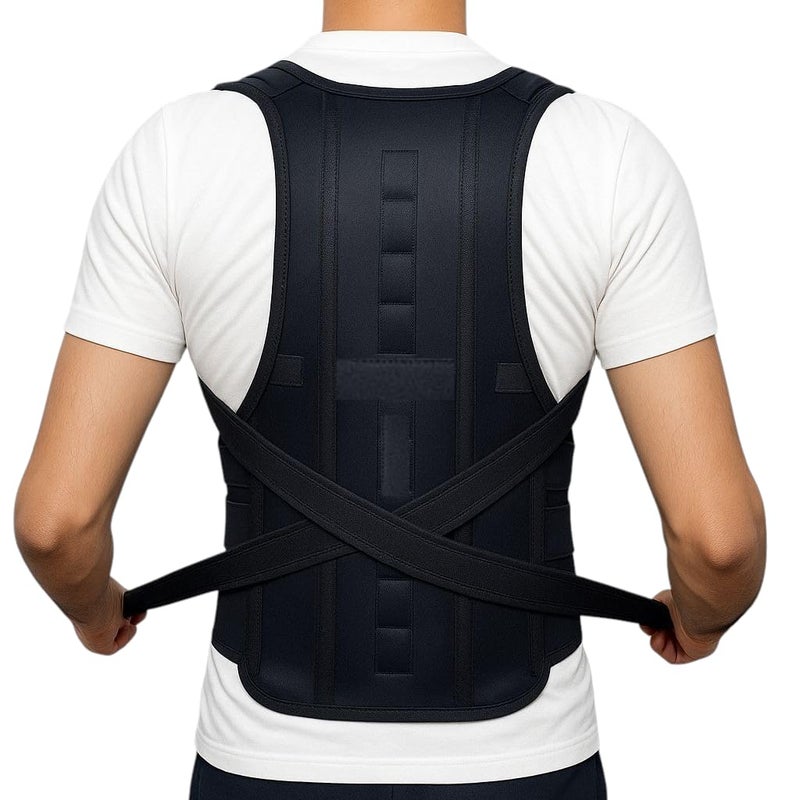 Vertical Back Corset Belt with 12 Braces for Back and Shoulder Support, Comfortable Invisible Under Clothing, High Quality Materials, Suitable for Men, Women and Kids (XL 76-90K) - Image 1