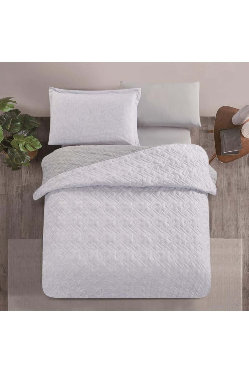 ميلين طقم مفرش صيفي مفرد ونص - 4 قطع - يناسب سرير بمقاس 200x120 - حشوة مضغوطه - افروديت - رصاصي - رمادي - Image 2