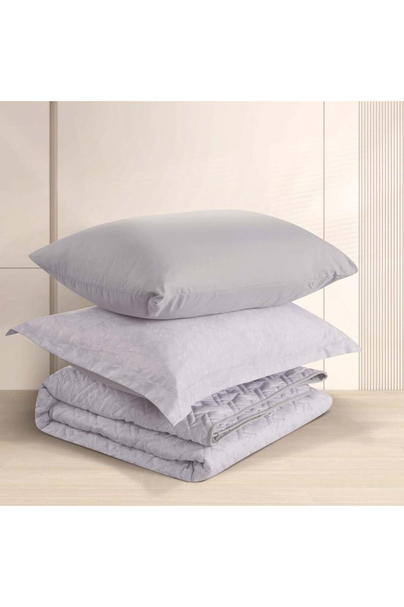 ميلين طقم مفرش صيفي مفرد ونص - 4 قطع - يناسب سرير بمقاس 200x120 - حشوة مضغوطه - افروديت - رصاصي - رمادي - Image 5