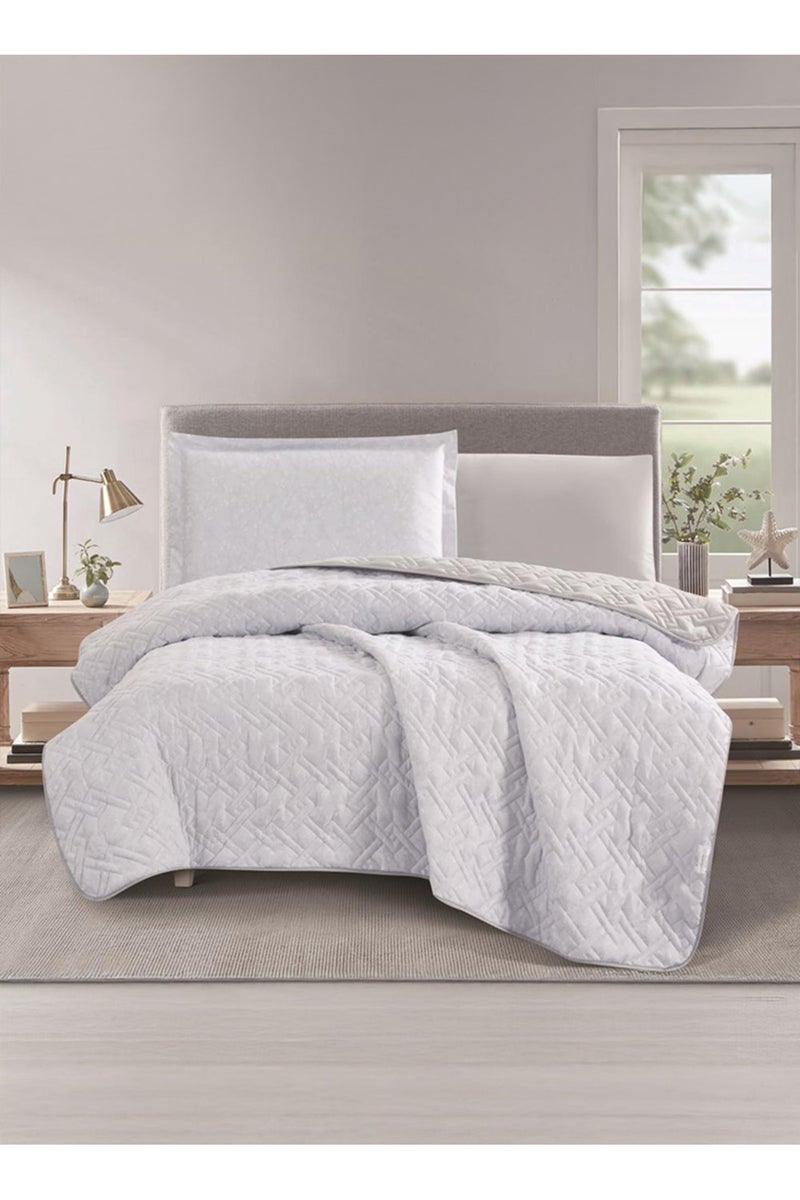 ميلين طقم مفرش صيفي مفرد ونص - 4 قطع - يناسب سرير بمقاس 200x120 - حشوة مضغوطه - افروديت - رصاصي - رمادي - Image 1