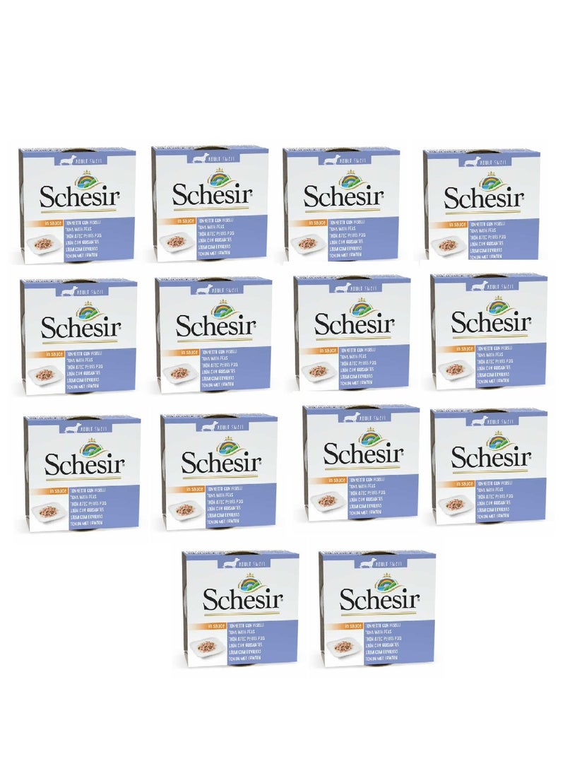 Schesir 14PC Dog Wet Food Can-Tuna With Peas 85g - Image 1