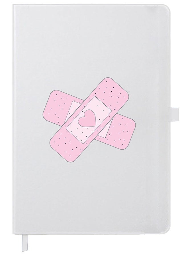 Theodor Designer A5 Thick White Hardcover Notebook Bandaid - Image 1