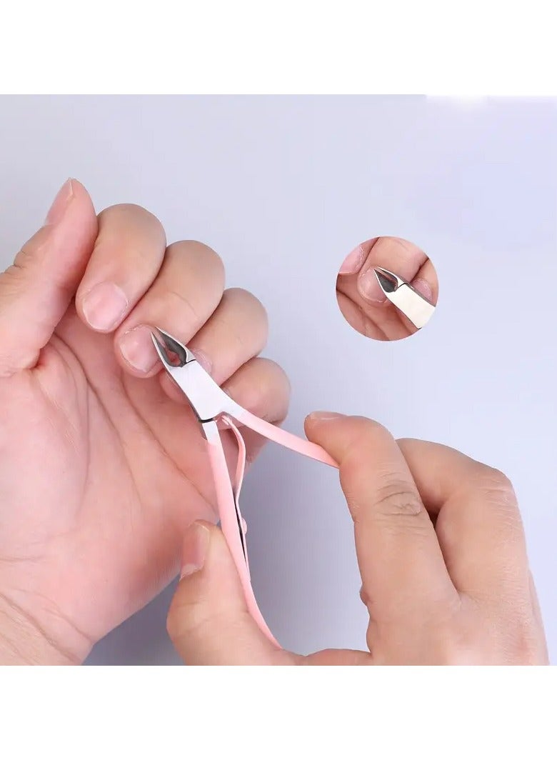Goolsky Precision Stainless Steel Cuticle Nippers - Pink, Professional Manicure & Pedicure Tool for Dead Skin Removal and Ingrown Toenail Correction - Image 2
