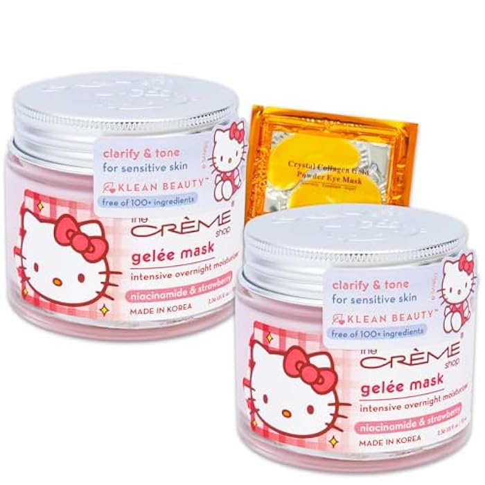 Hello Kitty The Crème Shop x Hello Kitty Face Mask Pack - Bundle with Klean Beauty Gelee Masks Made in Korea with Niacinamide & Strawberry to Clarify & Tone Sensitive Skin | The Creme Shop Skin Care - Image 1