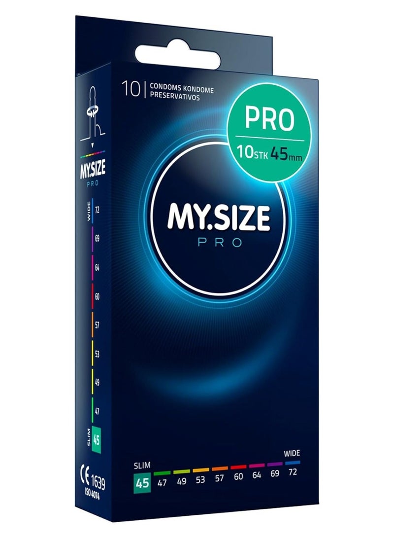 My Size Pro Ultra Thin Condoms 10 Pieces (45 Size) – Odorless, Long Lasting, Sustainable, Premium Quality for Maximum Comfort, Pleasure, and Sexual Health – Proper Fit Reduces Risks and Enhances Protection – Latex Men Condoms Available in Multiple Sizes (45 to 72) - Image 1