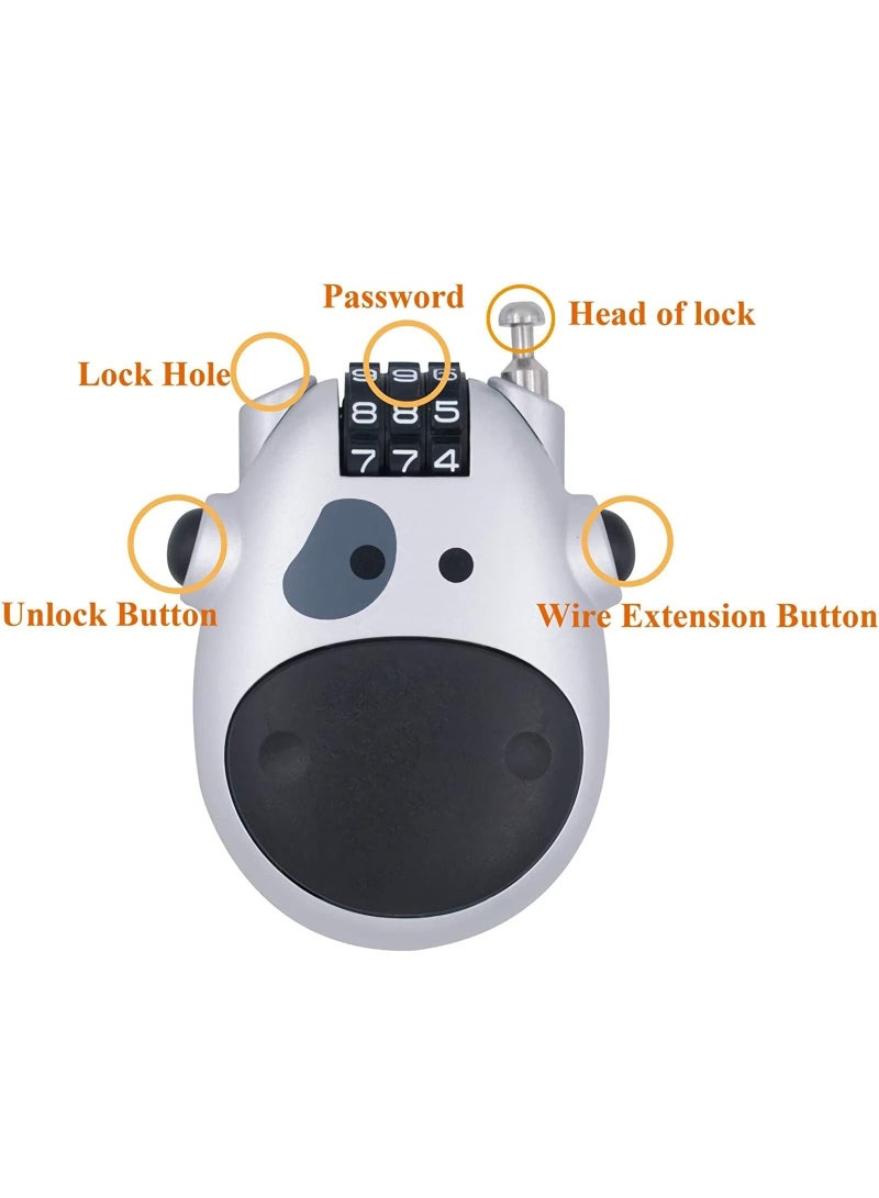 NAKODU Combination Lock Cable Lock Padlock with 3 Digit Numeric Code, 80CM Extendable Cable, Heifer Shape, Customized Safety Lock for Suitcase  Luggage Laptop(Silver) - Image 3