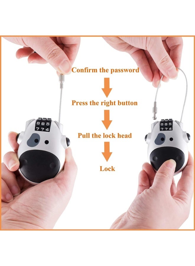 NAKODU Combination Lock Cable Lock Padlock with 3 Digit Numeric Code, 80CM Extendable Cable, Heifer Shape, Customized Safety Lock for Suitcase  Luggage Laptop(Silver) - Image 5