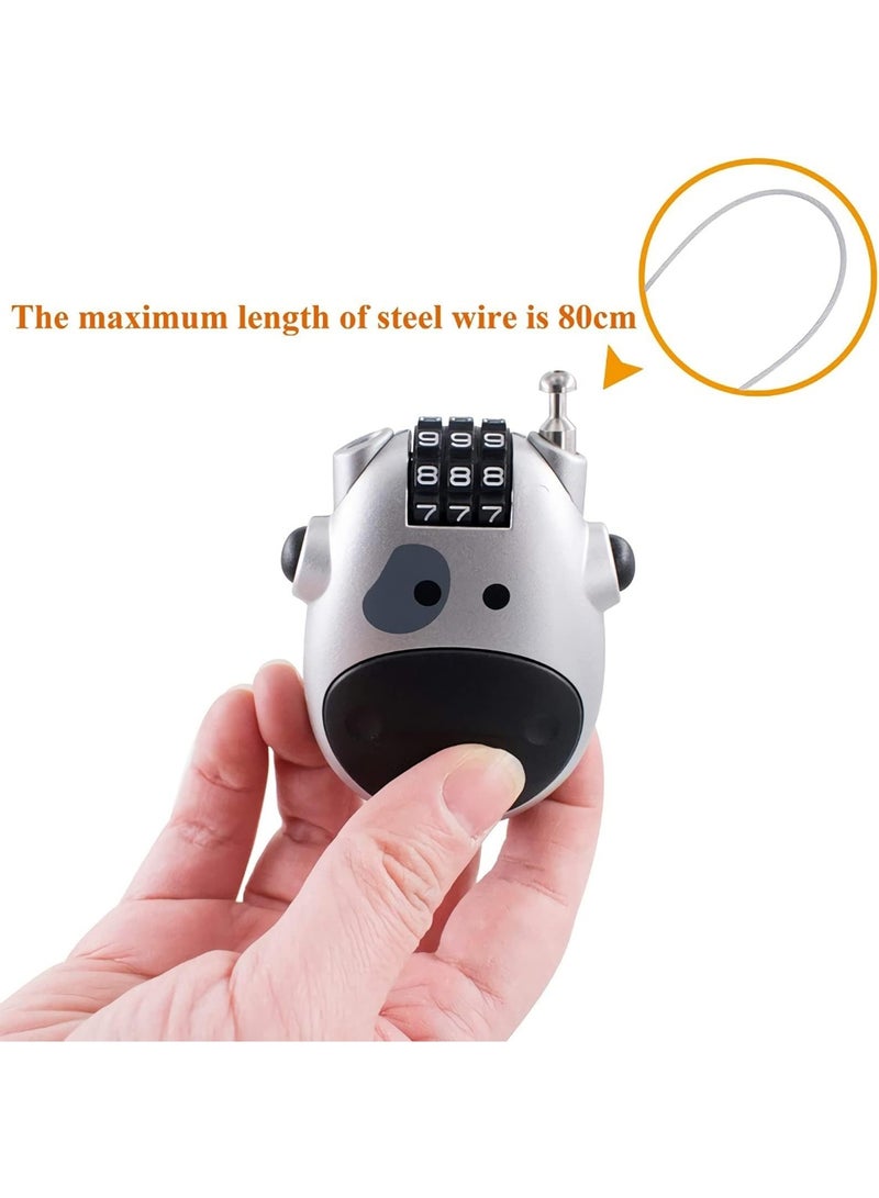 NAKODU Combination Lock Cable Lock Padlock with 3 Digit Numeric Code, 80CM Extendable Cable, Heifer Shape, Customized Safety Lock for Suitcase  Luggage Laptop(Silver) - Image 4