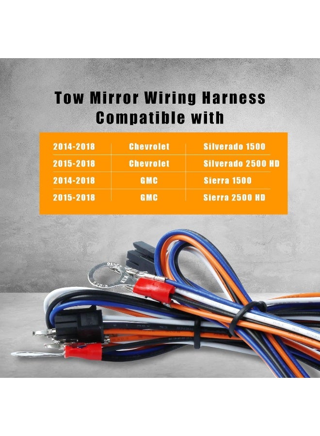 Lisnhlin Lisnhlin Tow Mirrors Wiring Harness Compatible with Chevrolet Chevy Silverado GMC Sierra 1500 2500 HD 2014-2018 Cargo Lights Running Lights Turn 2Pcs - Image 3