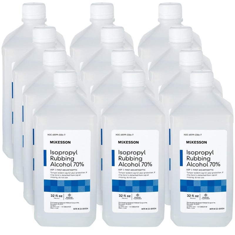 McKesson كحول إيزوبروبيل من مكيسون 70 12 عدداً USP مطهر للإسعافات الأولية 32 أونصة - Image 1