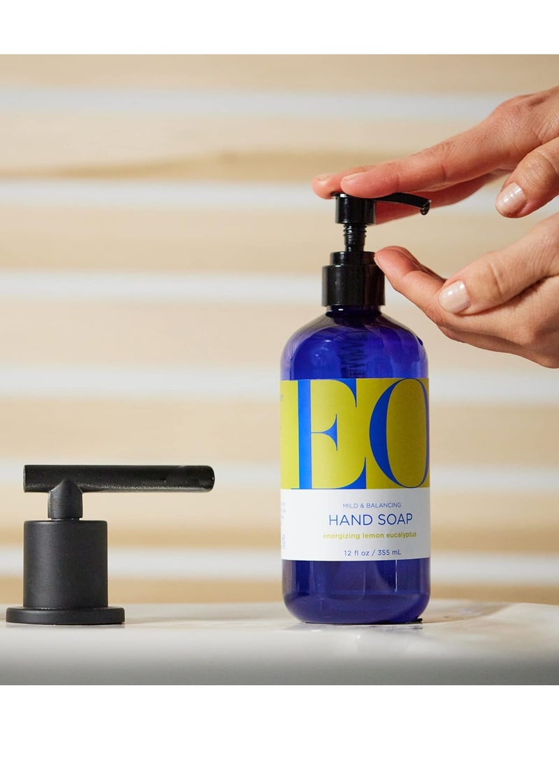 EO EO Liquid Hand Soap, 12 Ounce (Pack of 3), Lemon and Eucalyptus, Organic Plant-Based Gentle Cleanser with Pure Essential Oils  - Image 2