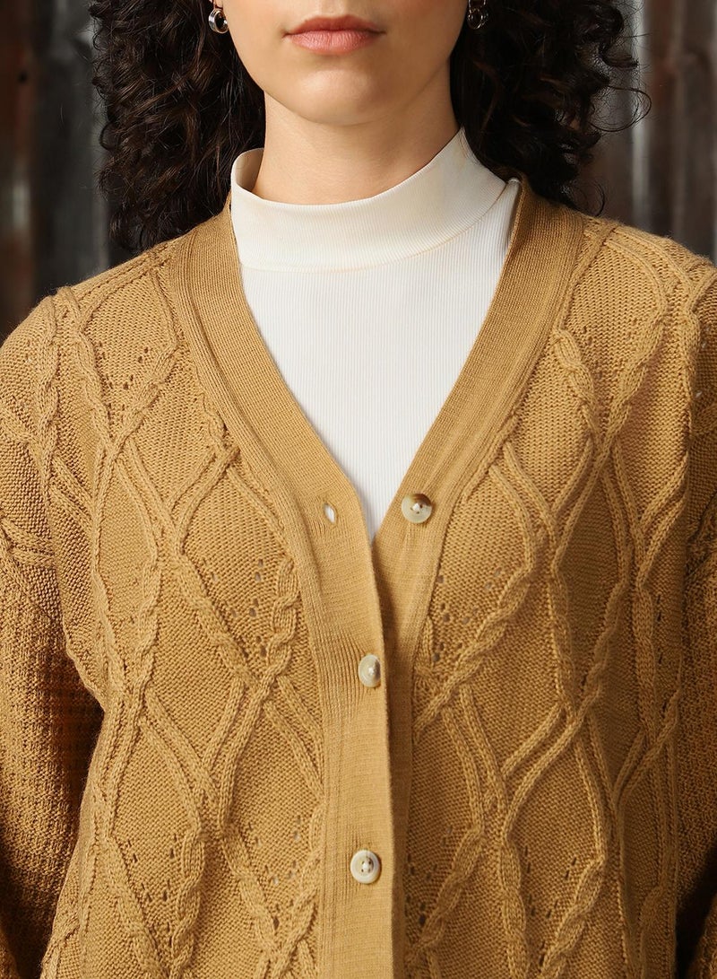 هاي ستار طقم نسائي بيج أكريليك % سادة بأزرار وطول كامل كاجوال مقاس عادي - Image 5