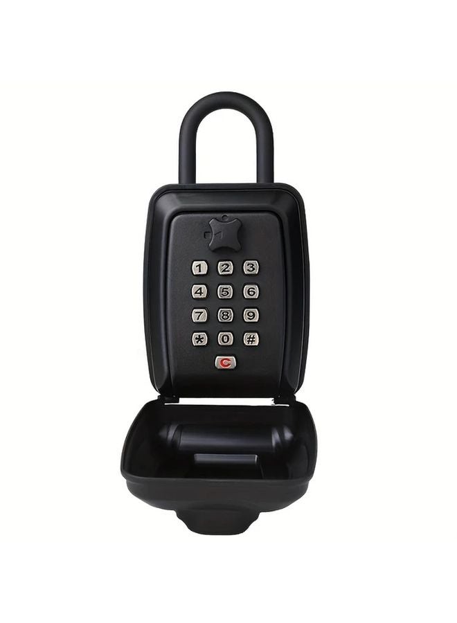 Black Zinc Alloy Waterproof Key Box Easy Install Wall Mounted Password Lock Manual - Image 1