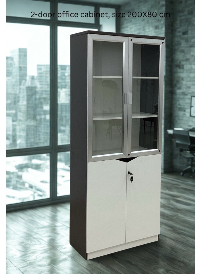 SMART HOME 2-door office cupboard, wooden cabinet with a modern design , Size 80X40X200CM - Image 4