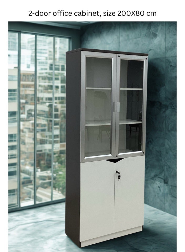 SMART HOME 2-door office cupboard, wooden cabinet with a modern design , Size 80X40X200CM - Image 2