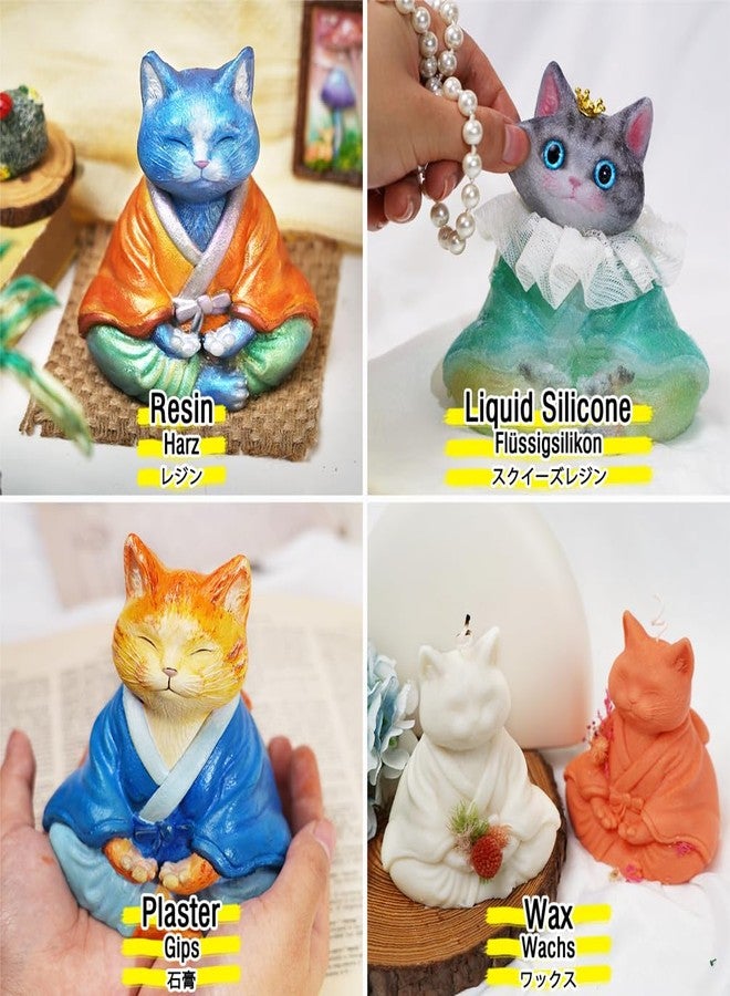 FUNSHOWCASE Cat Silicone Mold for Taba Squishy, Resin, Candle, Crafting Big 5'' Kitty - Image 4