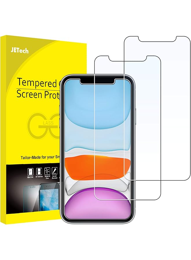 جي تيك واقي شاشة لهاتف آيفون 11 وآيفون Xr مقاس 6.1 بوصة من الزجاج المقوى، عبوتان - Image 1