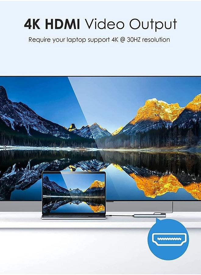 موزع USB C، محول متعدد المنافذ 8 في 1 من النوع C مع HDMI بدقة 4K، وتوصيل طاقة PD، وUSB-C، وEthernet، و2x USB، وقارئ بطاقات SD TF، ومتوافق مع أجهزة Mac Book Pro XPS والمزيد من أجهزة النوع C