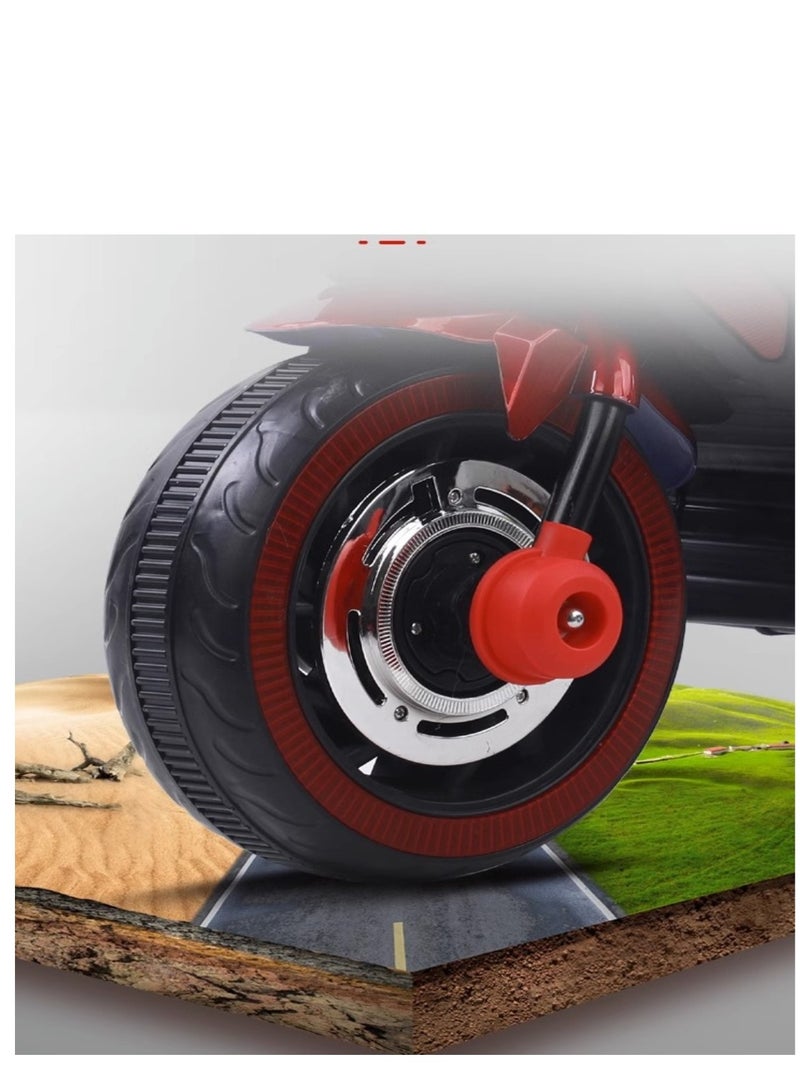 PENG GENERAL Kids Electric Ride-On Motorcycle, Red and Black, LED Lights, Realistic Design - Image 4