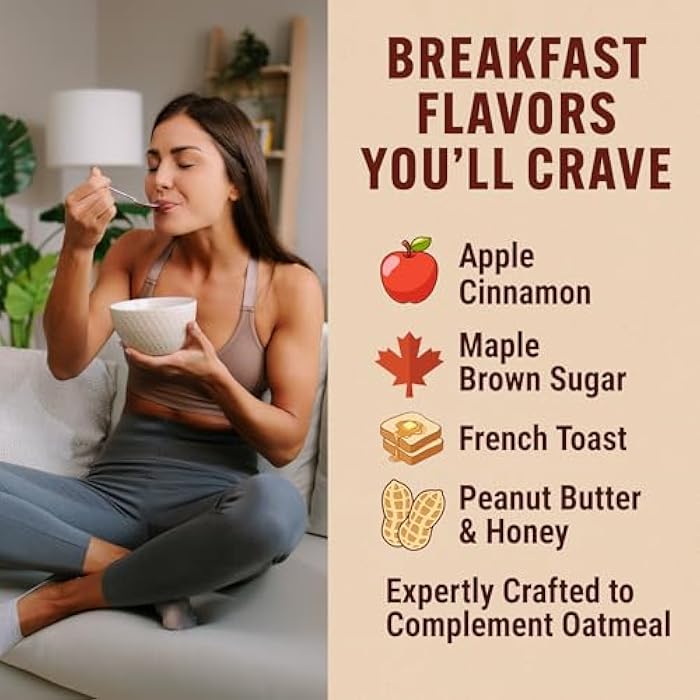 PEScience Protein4Oats, Powder to Make Amazing Tasting Protein Oatmeal, with Whey and Casein, Gluten Free, Maple Brown Sugar, 12 Servings - Image 4