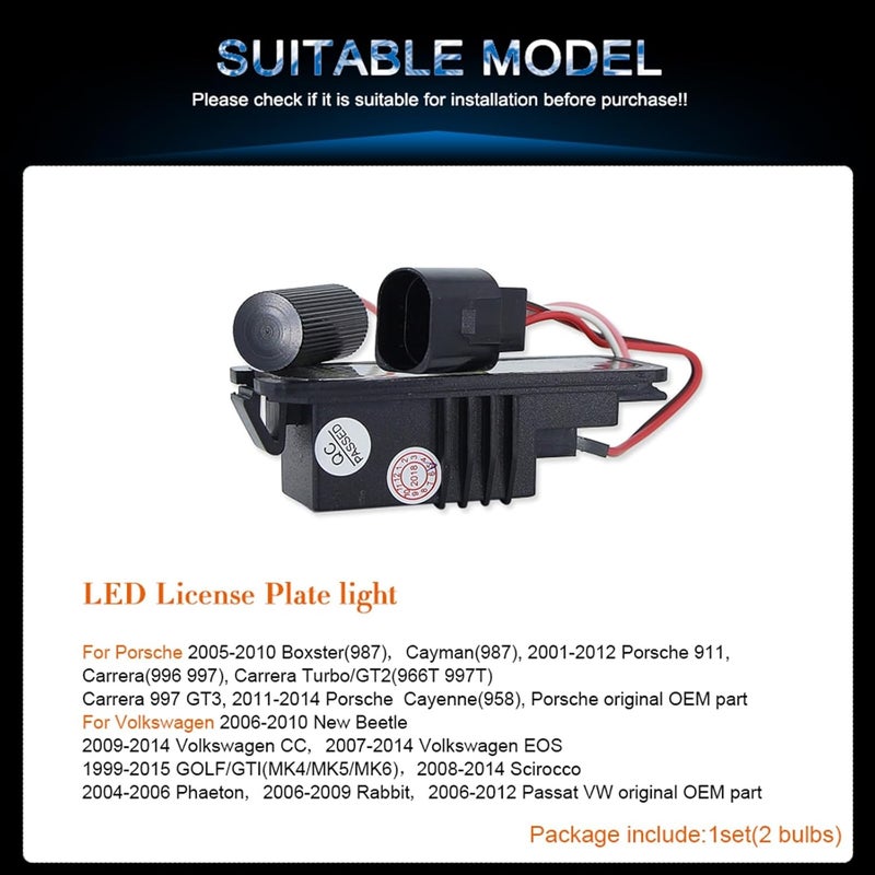 QASULER LED License Plate Lights for Volkswagen - Image 3