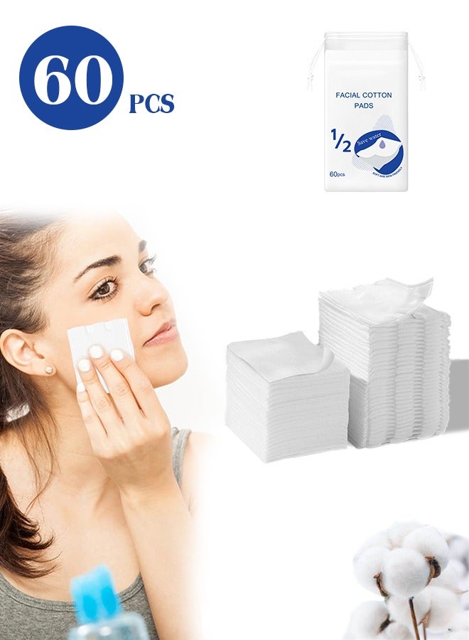 Lemon 60 Pcs Pure Cotton Wet Compress, Hydrating Makeup Removal,  Cotton Face Wiper For Wet Compress Cotton For Face, Half Water-Saving Cotton  - Image 1