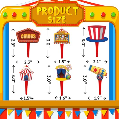 HaPiBiDesign 40 Pcs Circus Toppers - Carnival & Circus Party Decorations - Perfect for Cupcake, Cake & Baby Shower - Image 2