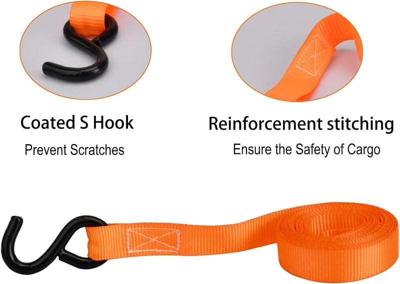 Pioleackflew 4 x 800 kg lashing straps with ratchet, 5 m lashing straps, lashing straps with hooks, two-piece ratchet strap, lashing strap for car transport, motorcycle - Image 3