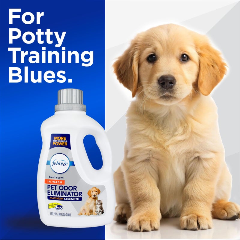 Febreze Laundry Detergent Additive for Pet Supplies, Maximum Strength In Wash Pet Odor Eliminator, Designed to Remove Tough Odors in Fabrics and Clothing in a Single Wash, Fresh Scent, 98 fl oz - Image 5