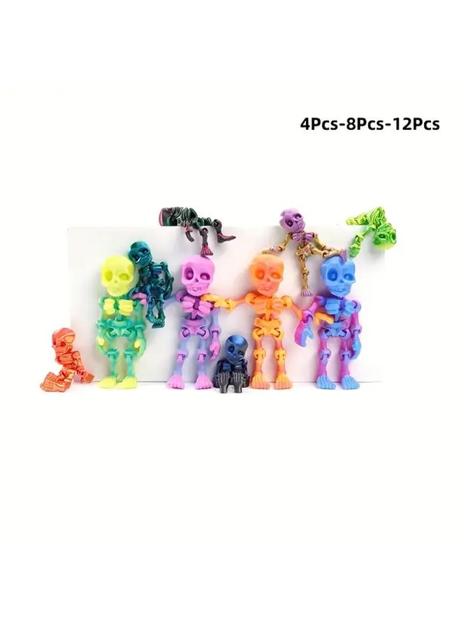 8 Random Color 3D Printed Skeleton Ornaments Halloween Home Car Decor Gifts - Image 1