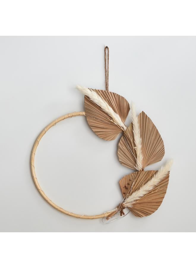 Infinity 20 Warm Led White 2Aa Rattan Ring Wall Decor With Palm Leaves 37X5X37 Cm  - Image 2