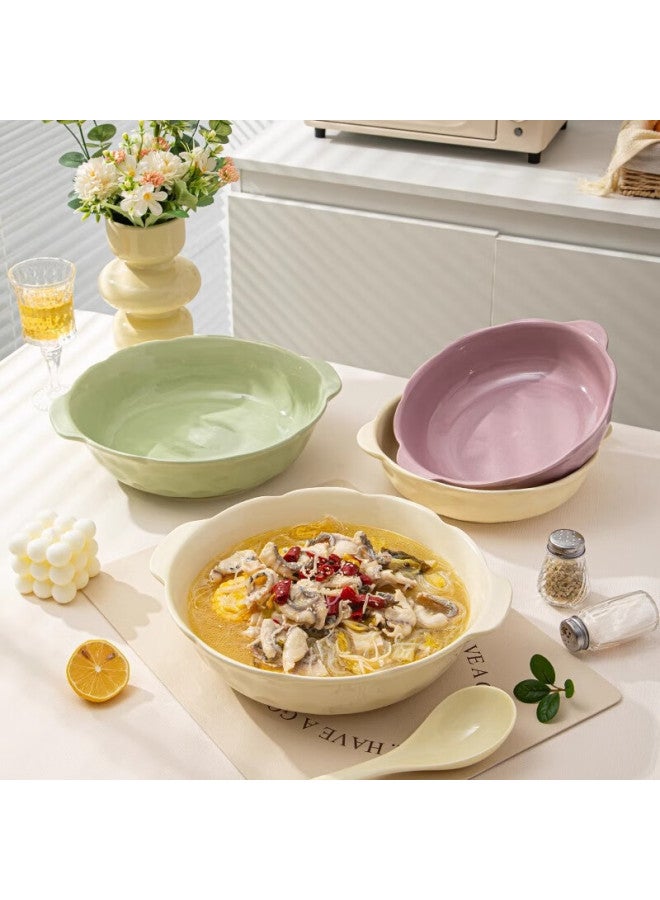 Pinyu New Large Double-handled Soup Bowl For Home Use, 10-inch Bowl For Boiled Fish, Specialized Soup Bowl - Cream Green - Image 2